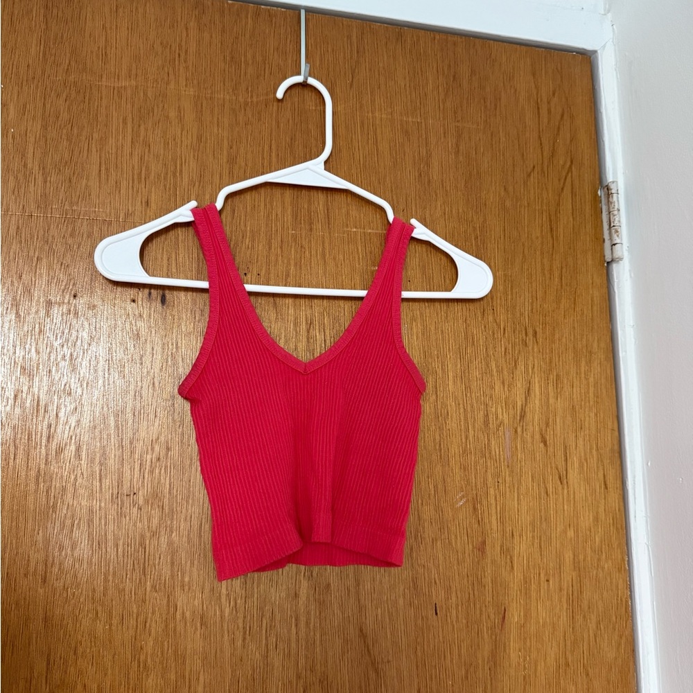 Urban Outfitters Red Ribbed Women's Top